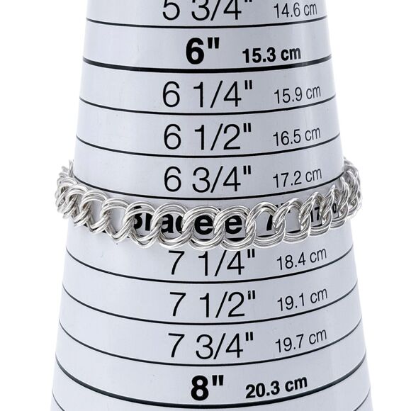 Vintage Sterling Silver 925 Two Link Charm Bracelet 7.25" - Picture 3 of 5